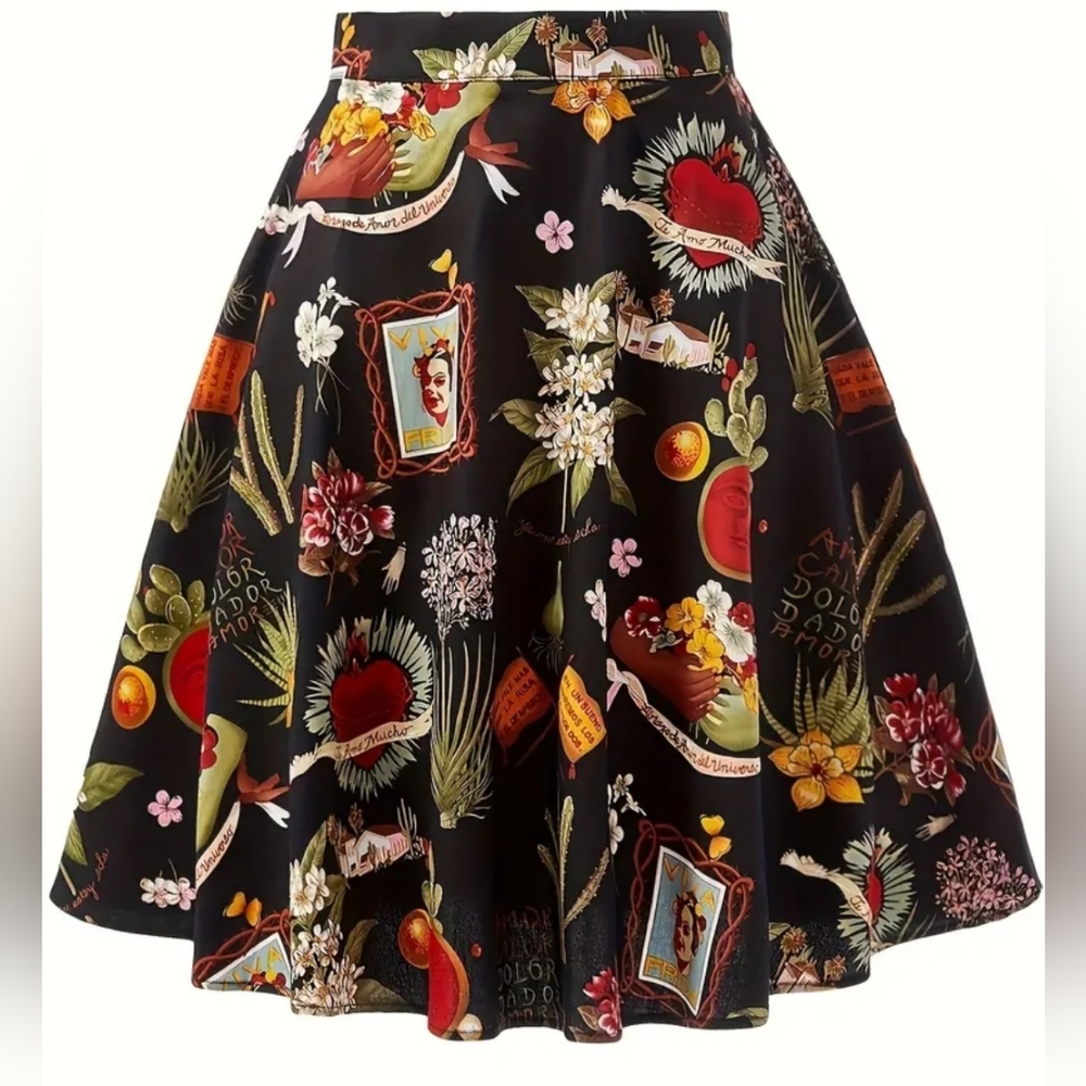 Frida Kahlo vintage inspired skirt